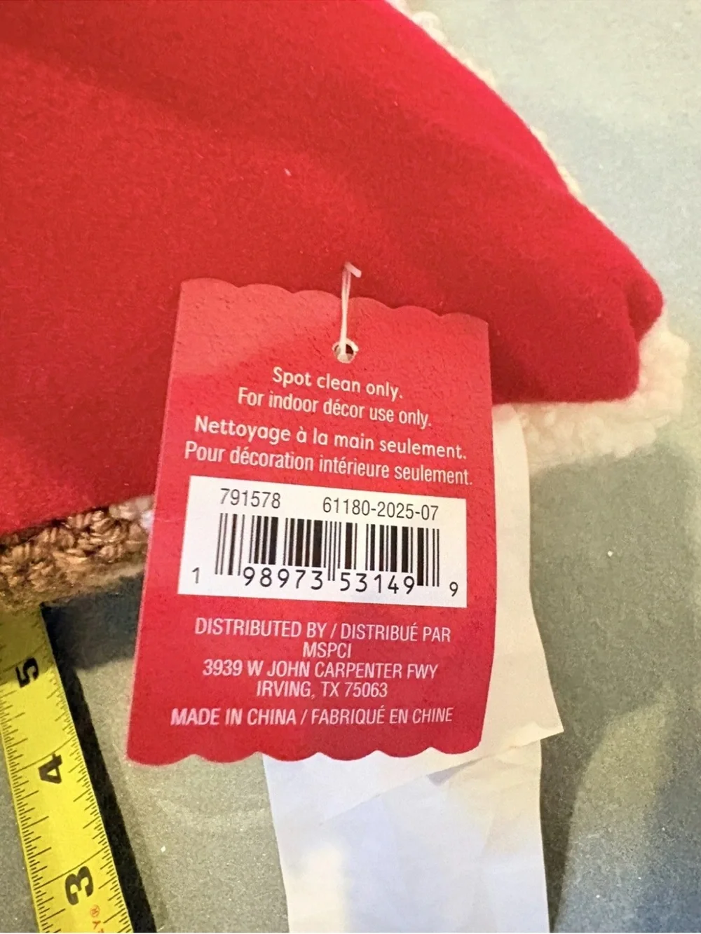 Ashland Christmas Peppermint Lane Santa Square Pillow 14x14 Pom Pom